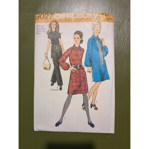 Vintage 70s Simplicity Pattern 9027 Pantsuit Dress Tunic Pant Misses Sz 10